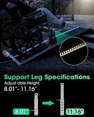 6ft Wheelchair Ramp with 4 Support Legs, Seamless Portable Aluminum Ramps 800lbs