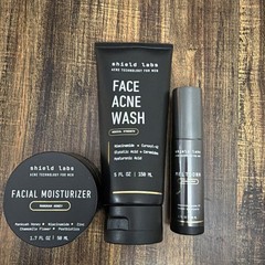 Shield Face Acne System For Men And Boys Easy 3-Step Clear Skin Kit 4 Benzoyl