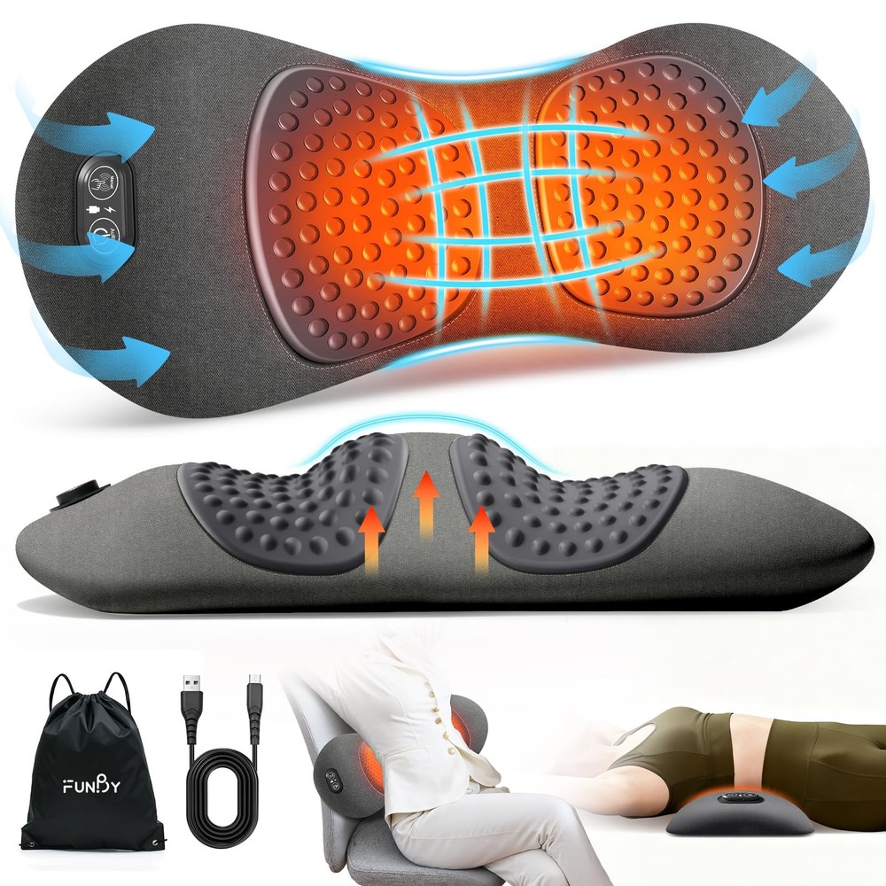 3 In 1 Electric Lumbar Support Pillow Smooth Spine Triple Fusion Back Massager