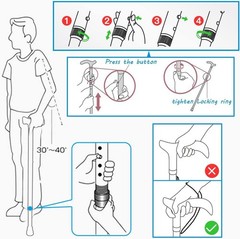 Convenient Lightweight Walking Cane, Adjustable 33-37”, Non-Slip Tip for Safety