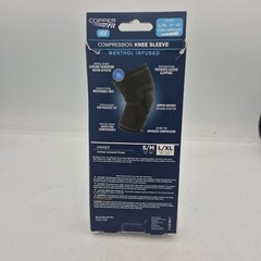 Copper Fit Ice Knee Compression Sleeve Infused with Menthol and CoQ10 L/XL Black