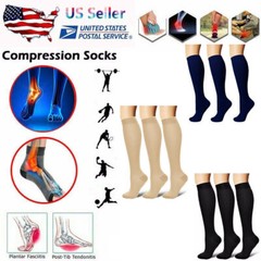3x Compression Socks Calf Leg Support (S&M-L&XL) Pain Relief for Men and Women