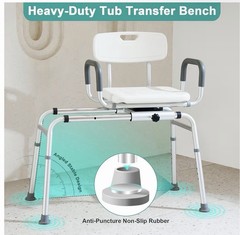 PETKABOO Sliding Shower Chair 360 Swivel Seat Extra Wide 400lb
