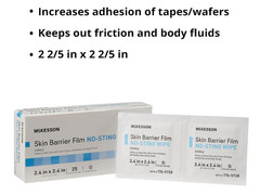McKesson No Sting Skin Barrier Wipe 2-2/5 X 2-2/5 Inch Sterile 176-5728 25 Ct