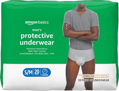 20 Count Amazon Basics Men’s Incontinence Underwear SMALL/MEDIUM Leak Protection