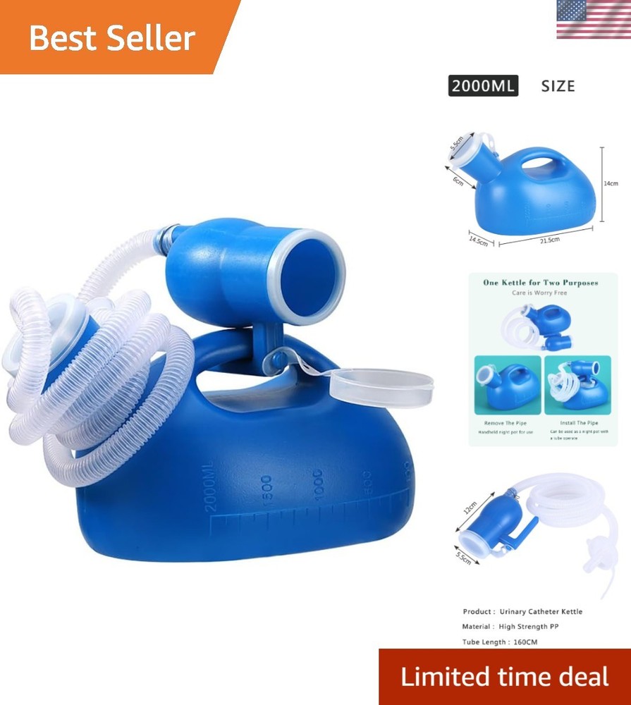 68 OZ Portable Urinal Bottle for Men with 59” Hose – Odor-Proof & Durable
