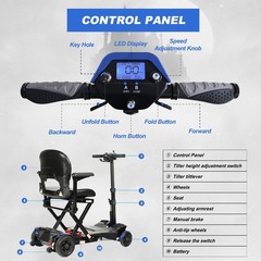4-Wheel Remote Control Foldable Electric Mobility Scooter for Senior 10Mile 4Mph