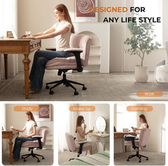 Criss Cross Chair with Adjustable Flip-Up Arms and Wheels, Comfort Ergonomic Off