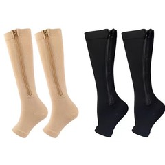 Nylon Zipper Compression Socks Support Graduated Stockings Mens Womens 20-30mmHg