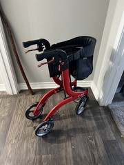 Drive F-22 Rollator Walker GV974RD Handle Breaks Seat Pouch 300lb Capacity (Red)