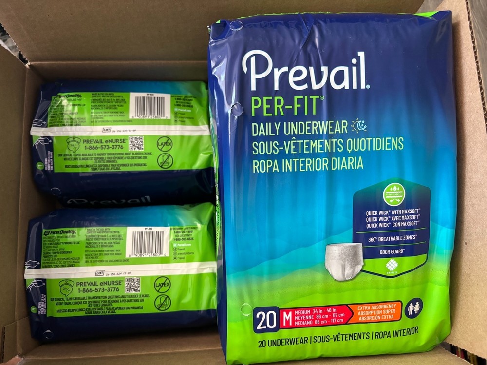 Prevail Per – Fit Adult Unisex Underwear-Medium-4 Bags Of 20 (80 Ct)(V)