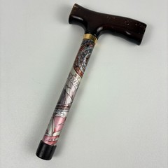 Folding Adjustable Walking Cane Compass Rose T-Handle 5 Notch 33-37 In