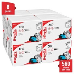 WypAll 41083 X60 Cloths, 1/4 Fold, 12 1/2 x 10, White, 70 per Pack (Case of 8