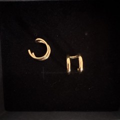 DEAFMETAL New Two 925 Gold Plated Cuff Earrings & Holsters for Hearing Devices