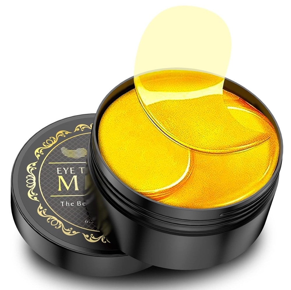 Parches de oro de 24 quilates para ojeras (paquete de 60) con colágeno y ácido