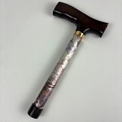 Folding Adjustable Walking Cane Compass Rose T-Handle 5 Notch 33-37 In