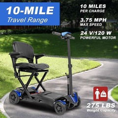 4-Wheel Remote Control Foldable Electric Mobility Scooter for Senior 10Mile 4Mph
