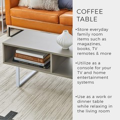 Closetmaid 4962 Rectangular Wood Coffee Table Storage Shelves Taupe 496200