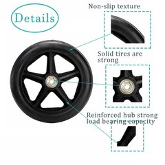 2x 6 In Solid Wheelchair Replacement Wheels for Walkers, Rollators, Wheelchairs