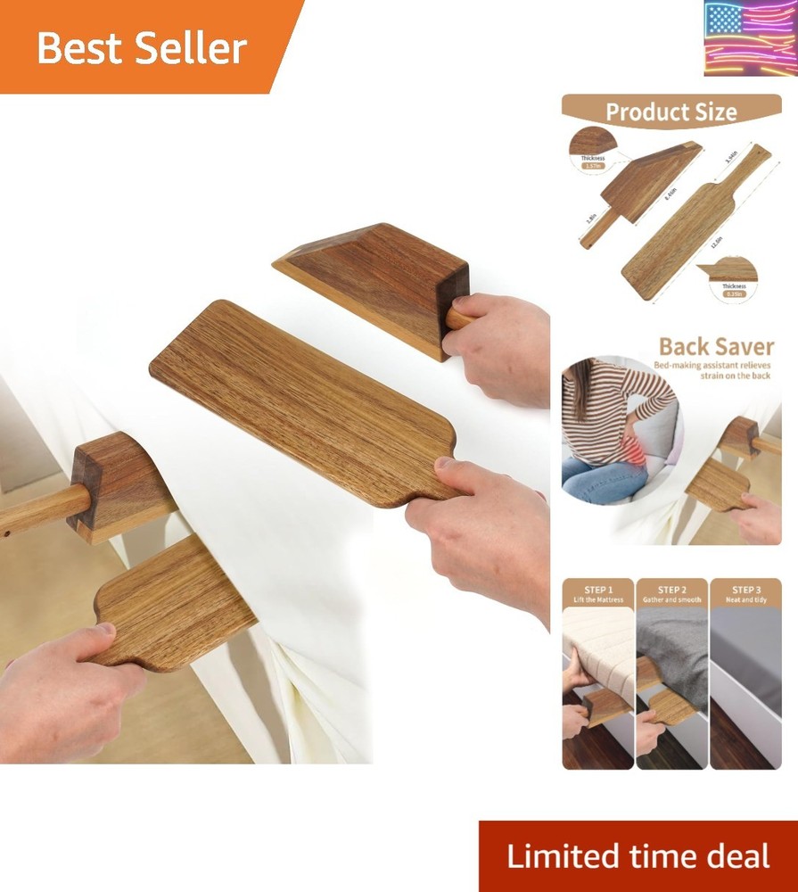 Acacia Wood Mattress Lifter Tool for Changing Sheets, Sheet Tucker, Seniors