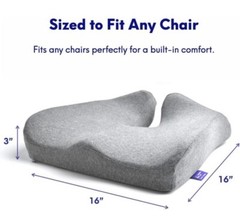 Cushion Lab Patented Pressure Relief Seat Cushion for Long Sitting Hours, Gray