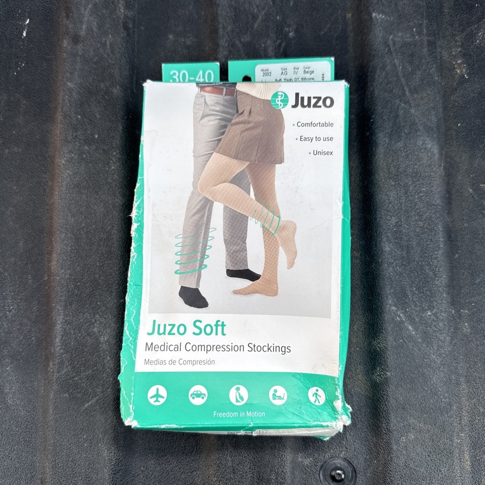 Juzo Soft 2002 Stockings OT Silicone SHORT Thigh High Compression 30-40 Size IV