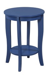 Convenience Concepts American Heritage Round End Table Cobalt Blue