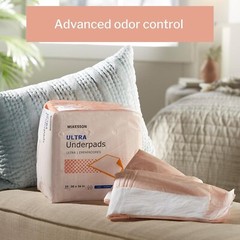 McKesson Ultra Underpad 30X36in Fluff/Polymer Heavy Absorbency Bag of 10, 2 Pack