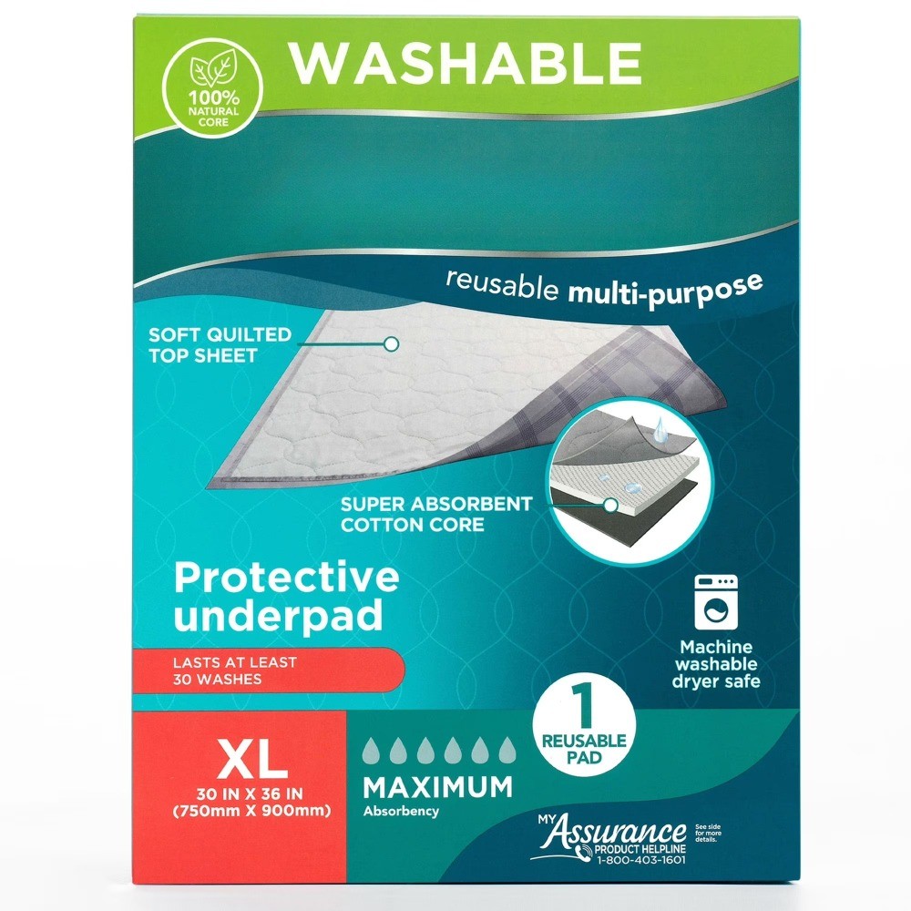 Washable Protective Underpad for Incontinence, XL, Maximum Absorbency