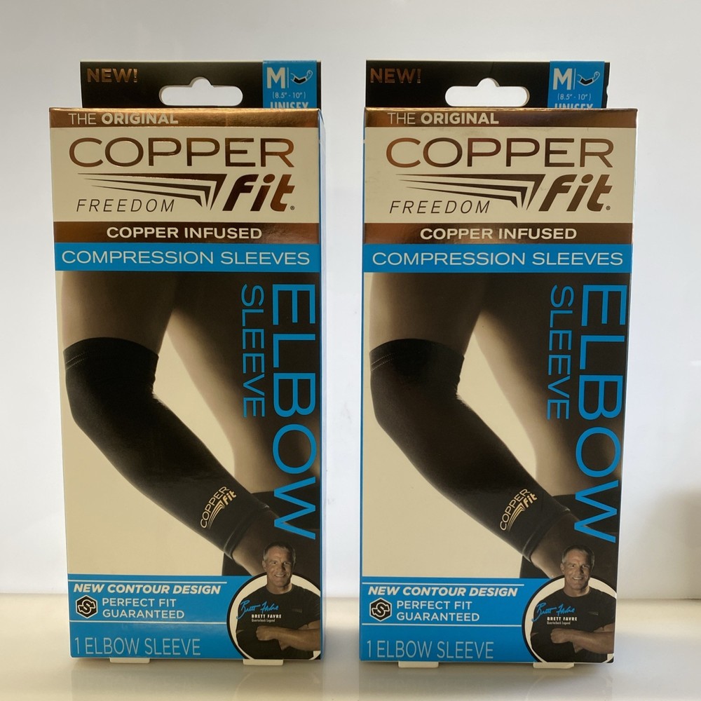 2 pack – Copper Fit Freedom Compression Elbow Sleeve – Medium – THE ORIGINAL