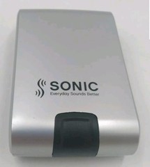 2 x Hardcover Hearing Aid Case Sonic ~ Silver/Black ~ 3.5″ x „2 x 1“ ~ New