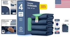 Reusable Incontinence Pads – 18×24 Waterproof Protection, Navy & Green, 4 Count