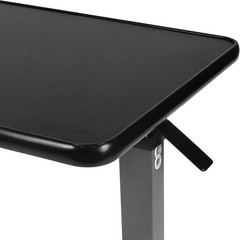 Vaunn Medical Adjustable Overbed Bedside Table with Wheels Black