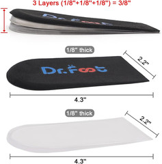 Dr.Foot Adjustable Orthopedic Heel Lift Inserts, Height Increase Insole for Leg