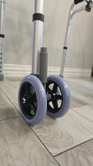 Foldable Adjustable Walking Frame with Seat, 4 Wheels, Lightweight, Silver/Black