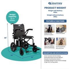 Journey Air Electric Power Chair, Foldable Powered Wheelchair, TSA-Compliant