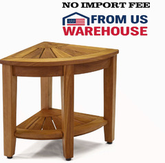 The Original 15.5″ Kai™ Corner Teak Shower Bench with Shelf