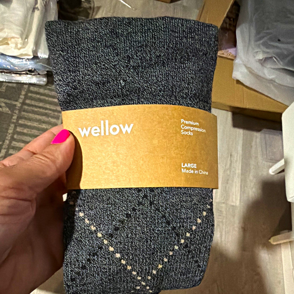 Wellow Graduated Compression Socks 18-25 mmHg Gray Large Viscose Blend
