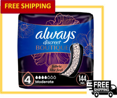 Always Discreet Boutique Incontinence Pads Moderate Absorbency, Regular – 144 Ct