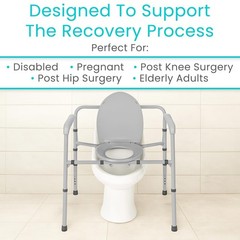 3-in-1 Bariatric Commode Chair – 500 lb Capacity, Portable Folding Toilet, Adjus