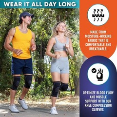 Knee Brace for Men and Women – 2 Pack Knee Compression Sleeves for Pain Relief L