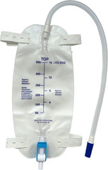 3 Pack Easy-Tap Leg Bag Urinary Drainage Bag, 500 ML with 3 18” Tubing, Anti-Ref