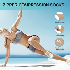 Copper Zipper Compression Socks Support Graduated Stockings Women Mens 15-20mmHg