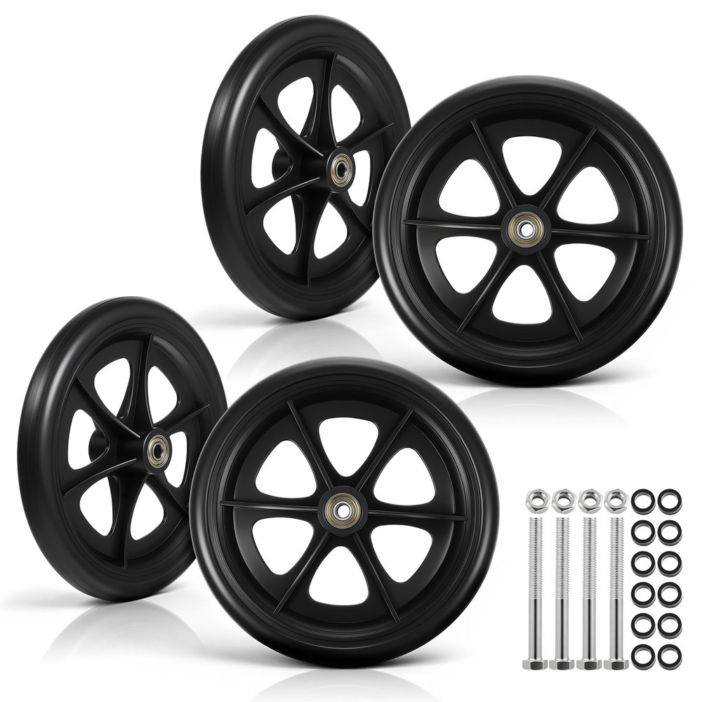 4 Pack 8 Inch Solid Rollator Walker Replacement Wheels Anti-Slip Quiet
