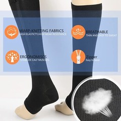 Compression Zip Up Socks Open-Toe Zipper Leg Support Unisex Socks Knee Stocking