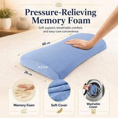 Lumbar Support Pillow for Back Pain Relief – Memory Foam Bed Pillow, Washable Co