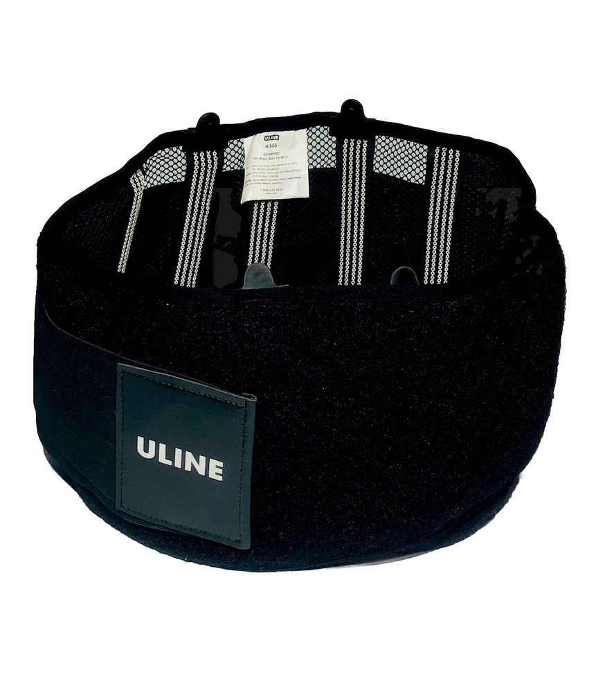New ULINE Black Back Support Belt H-855 Waist Sizes 26-48 in.