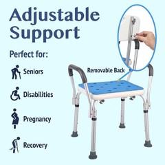 Bath Stool Shower Chair with Back Bath Seat & Arms Adjustable Height-300lbs