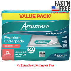 Assurance Unisex Premium Underpad for Adults, XL, Maximum Absorbency, 30 Ct, 2PK
