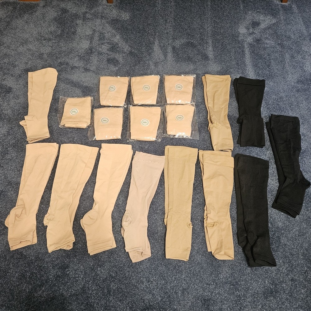 Lot 18 Pairs Plus Size 3XL COMPRESSION Diabetic Stockings New & Other – Open Toe